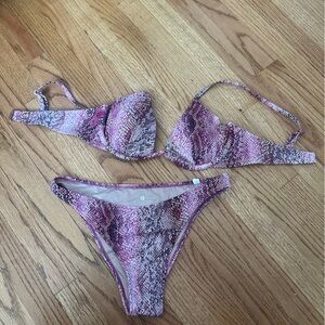 Shade & Shore Mauve Snake-Print Bikini Set